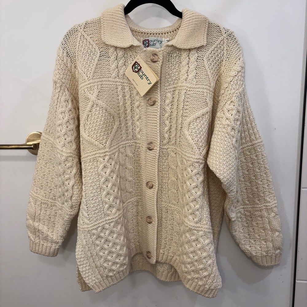 Irish Knit Country Club Wool Cable Knit Sweater